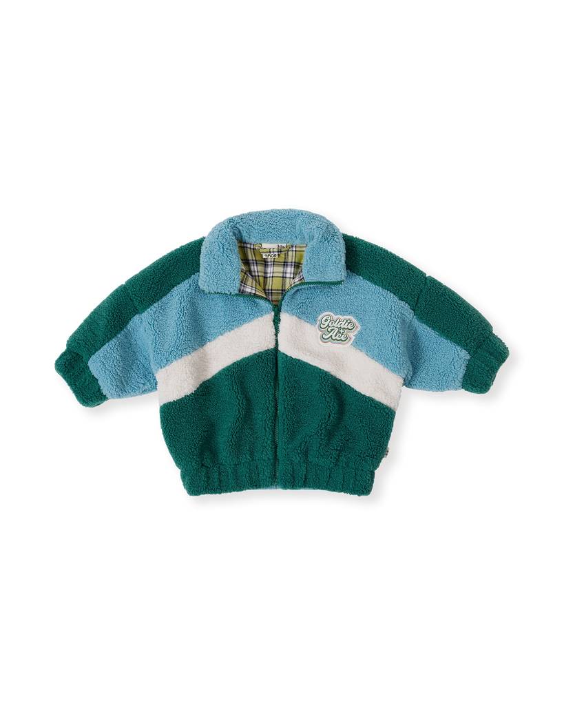 Frankie Sherpa Jacket - Teal/Cream/Dark Jade