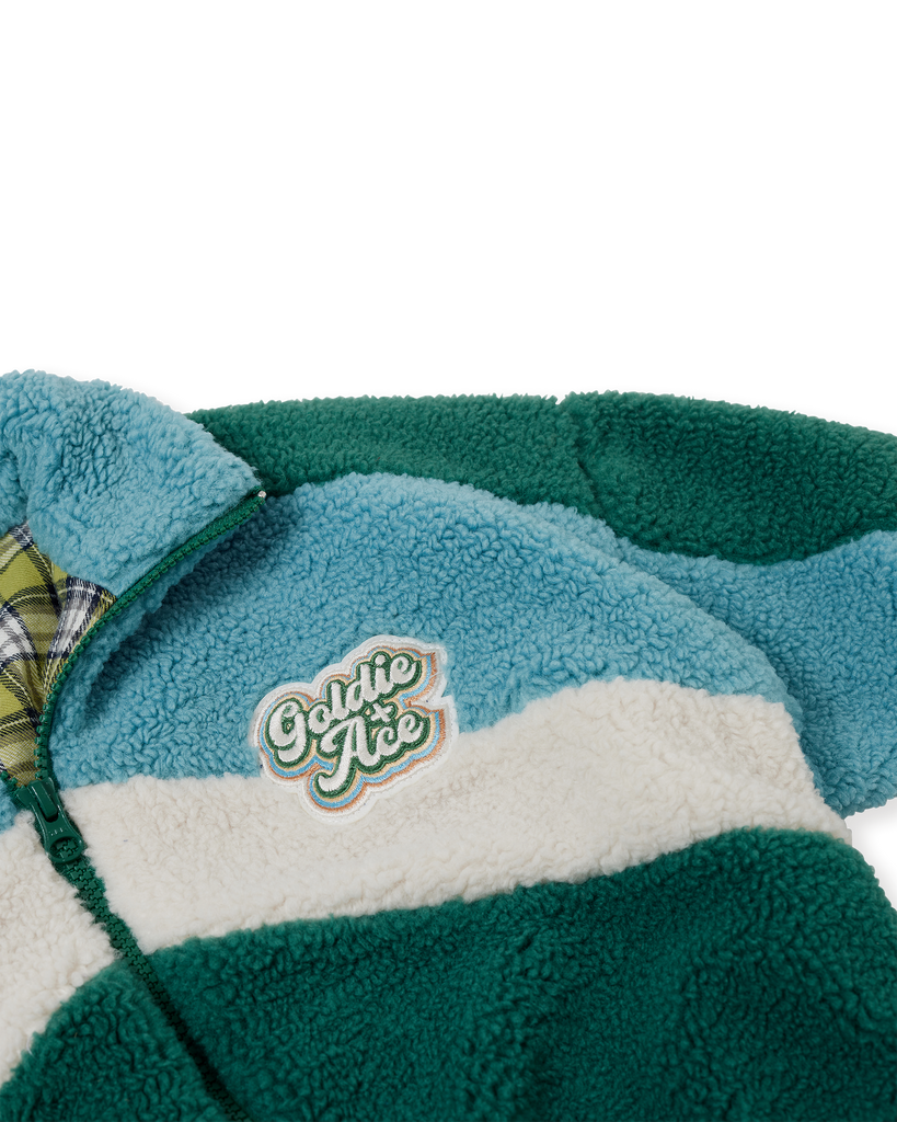 Frankie Sherpa Jacket - Teal/Cream/Dark Jade