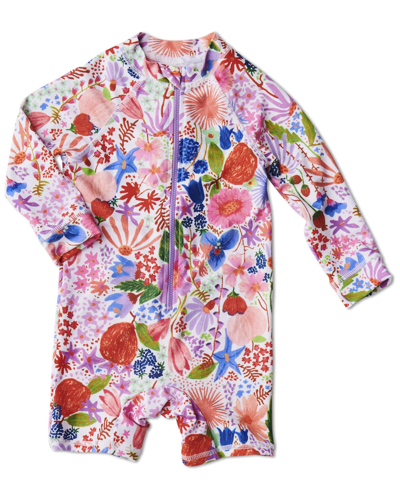 Meandering Meadow LS Zip Bathers - BABY