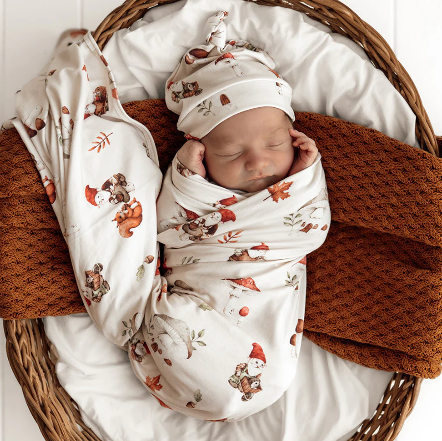 Baby Jersey Wrap & Beanie Set - Gnomes