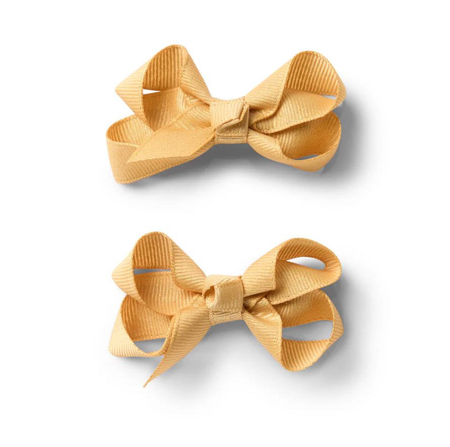 Bow Clip Small Piggy Tail Pair - Gold