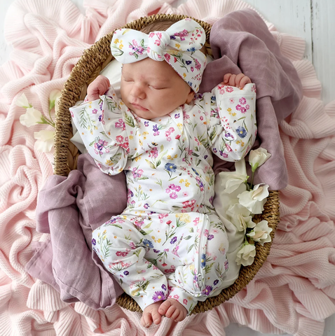 Gracie Organic Snugglesuit Convertible Romper with Frill