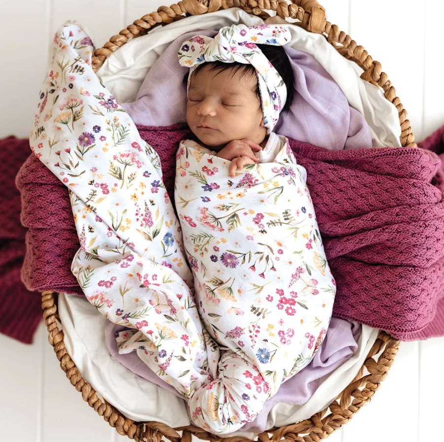 Baby Jersey Wrap & Topknot Set - Gracie
