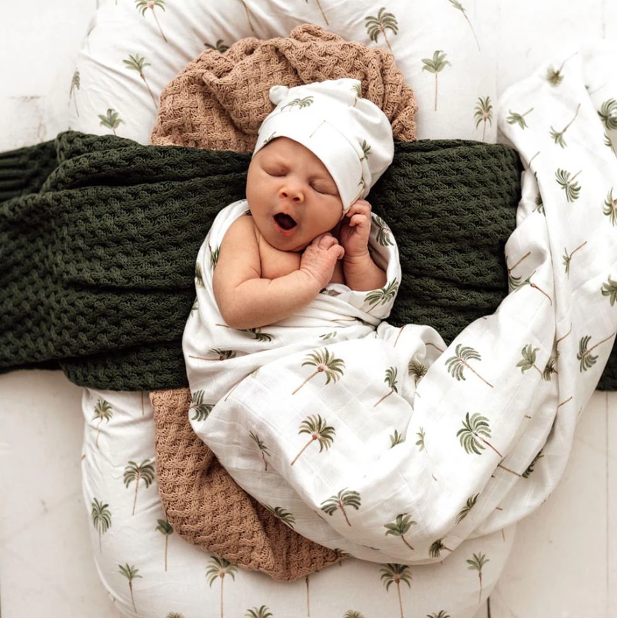 Organic Muslin Wrap - Green Palm