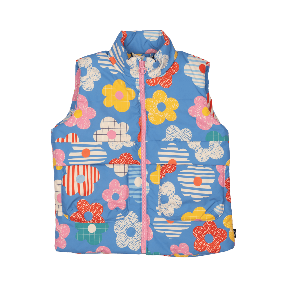 Happy Flowers Padded Vest With Lining