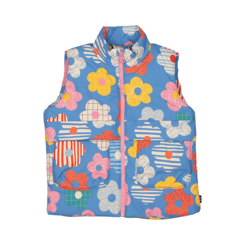 Happy Flowers Padded Vest With Lining