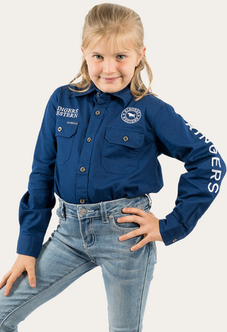 Jackaroo Kids Full Button Work Shirt - Navy