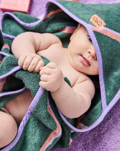 Wakame Crush Stripe Bamboo Terry Baby Towel
