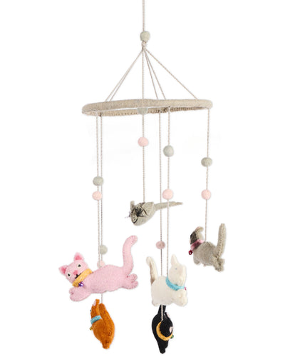 Meow Baby Felted Wool Mobile