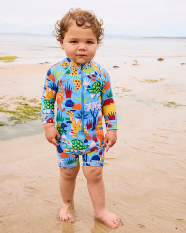 Dinosaur Roar Baby Long Sleeve Zip Bathers
