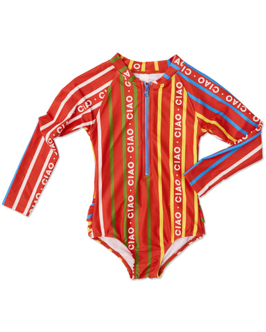 Ciao Stripe Long Sleeve Bathers