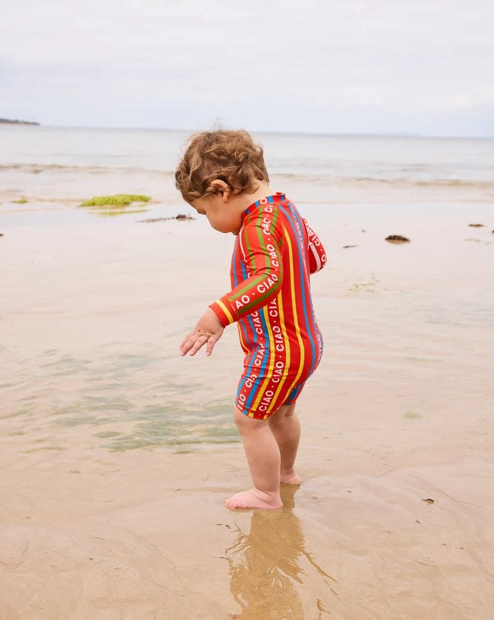 Ciao Stripe Baby Long Sleeve Zip Bathers