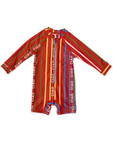 Ciao Stripe Baby Long Sleeve Zip Bathers