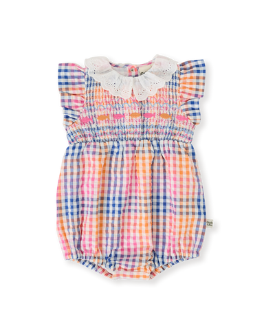 Rainbow Gingham Lani Smocked Romper