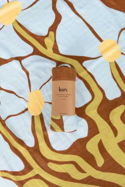 Organic Muslin Swaddle - Fleur - Umber (Limited Edition)