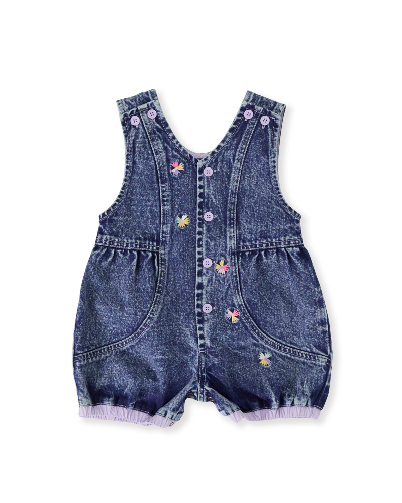 Nina Pastel Petals Denim Romper