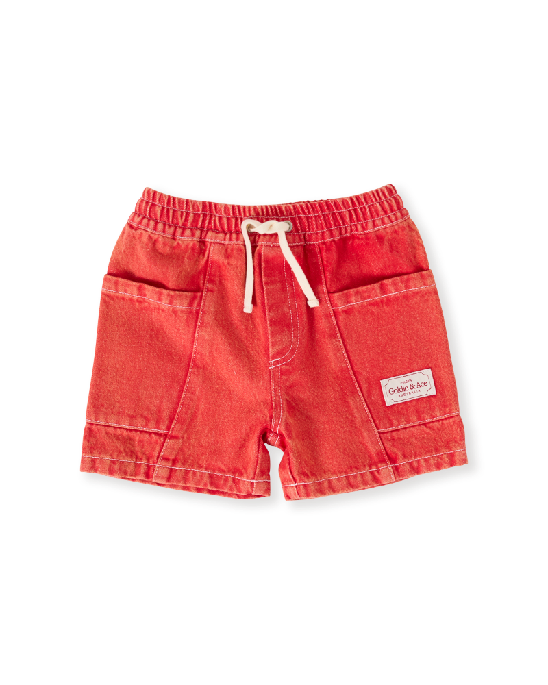 Noah Denim Pocket Shorts - Red Apple