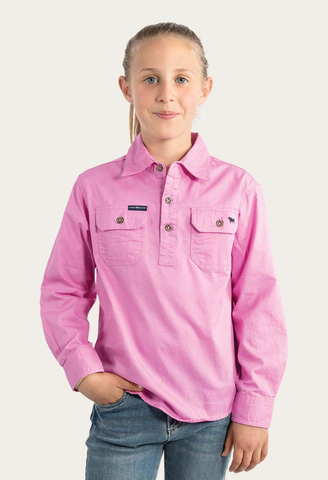 Ord River Kids Half Button Work Shirt - Pastel Pink