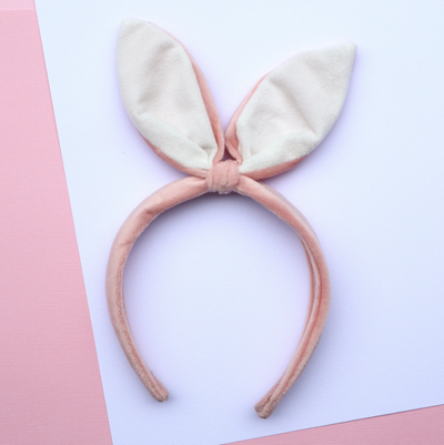 Pink Velvet Bunny Headband