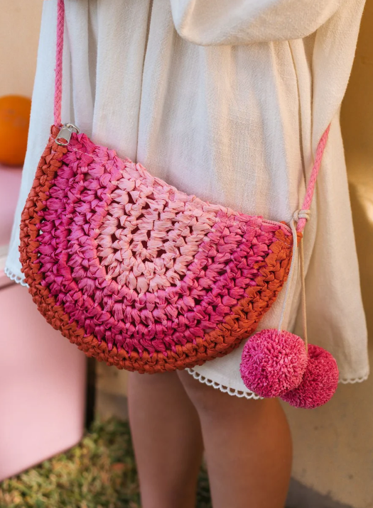 Pink Rainbow Straw Bag