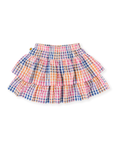 Rainbow Gingham Ria Ruffle Skirt