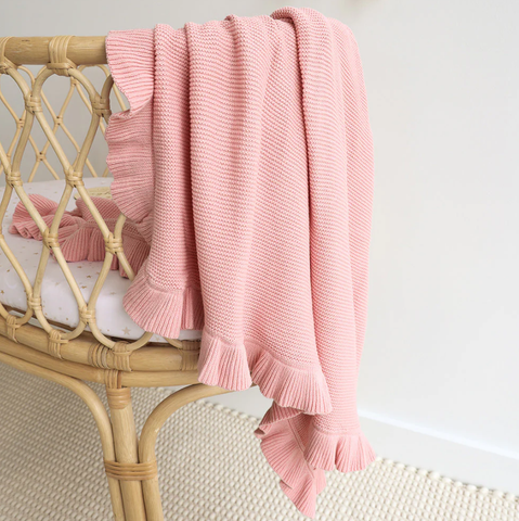 Ruffle Knit Organic Baby Blanket - Rosa