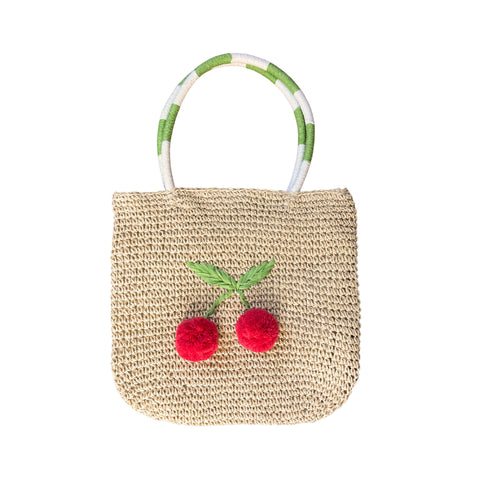 Cherry Pom Pom Crochet Bag
