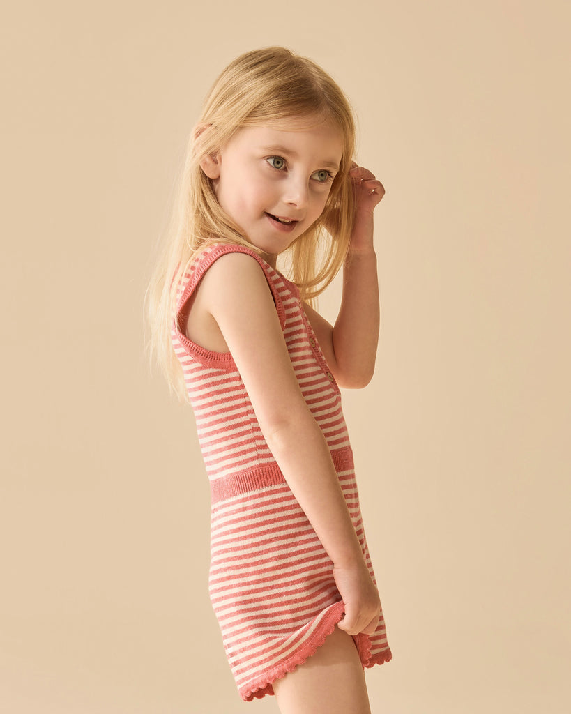Strawberry Swirl Organic Knitted Stripe Playsuit
