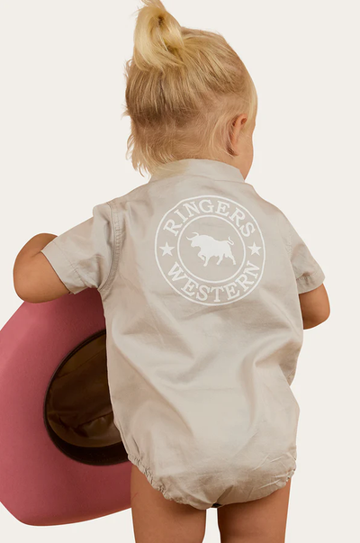 Ringers Babies Short Sleeve Work Short Romper - Beige