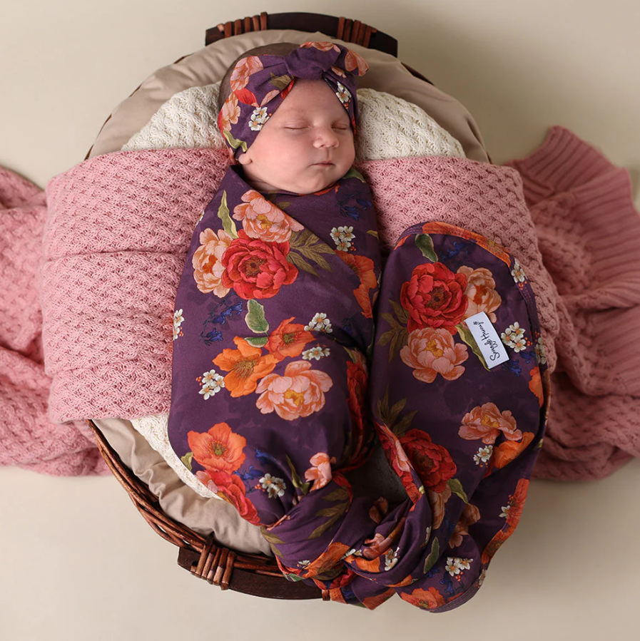 Baby Jersey Wrap & Topknot Set - Sienna