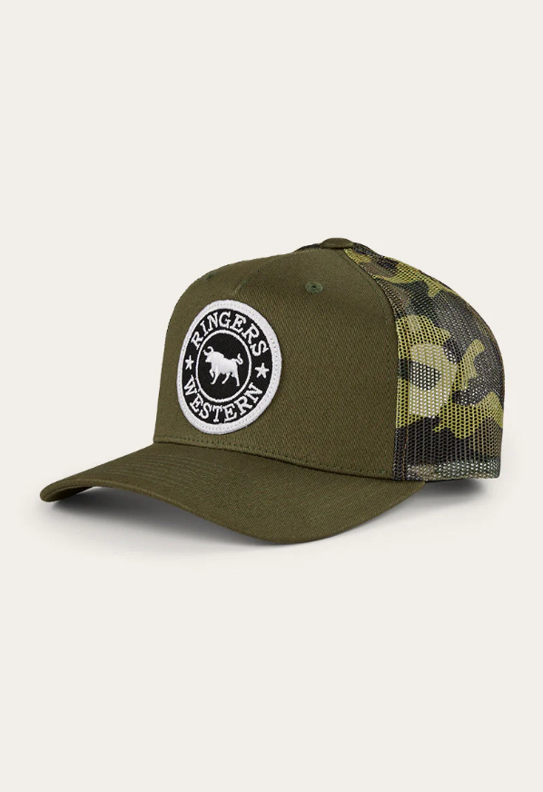 Signature Bull Kids Trucker Cap - Military Green / Camo