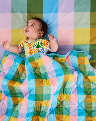 Sorbet Tartan Organic Cotton Fitted Cot Sheet