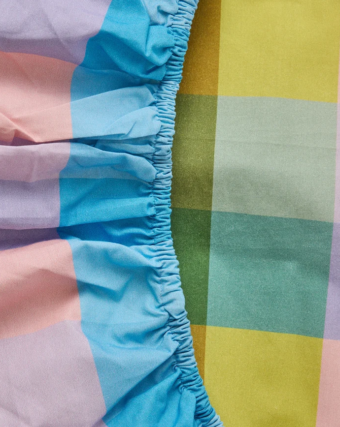 Sorbet Tartan Organic Cotton Fitted Cot Sheet