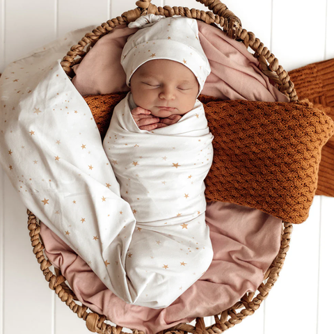 Baby Jersey Wrap & Beanie Set - Stardust