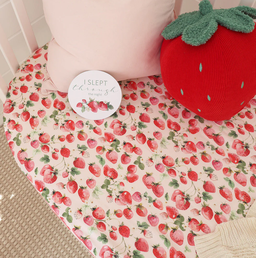 Fitted Cot Sheet - Strawberry