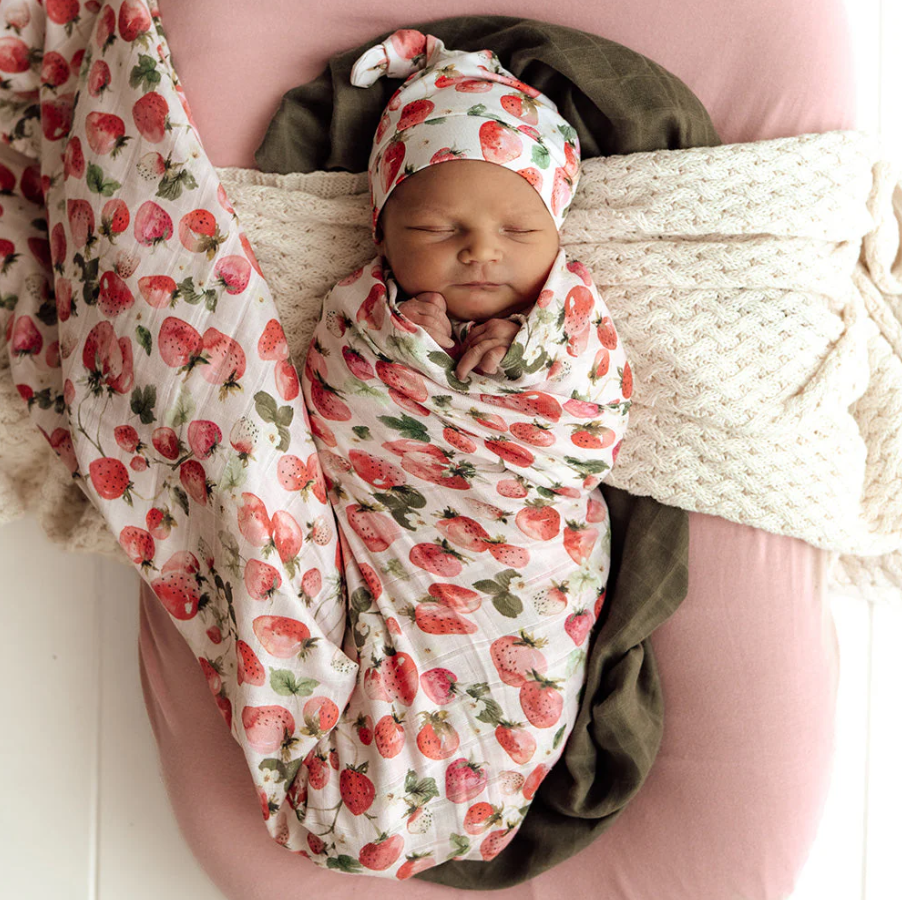 Organic Muslin Wrap - Strawberry