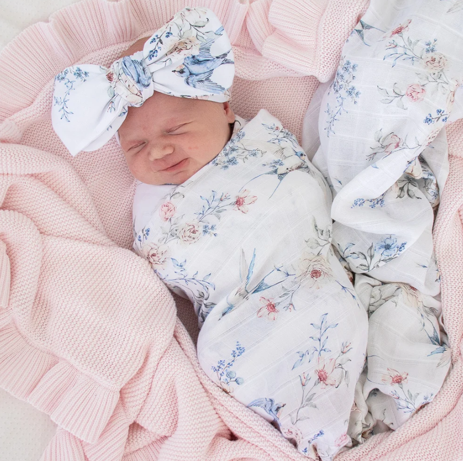Organic Muslin Wrap - Sweet Swallows