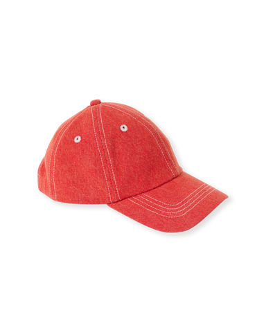 Tate Embroidered Denim Cap - Apple Red