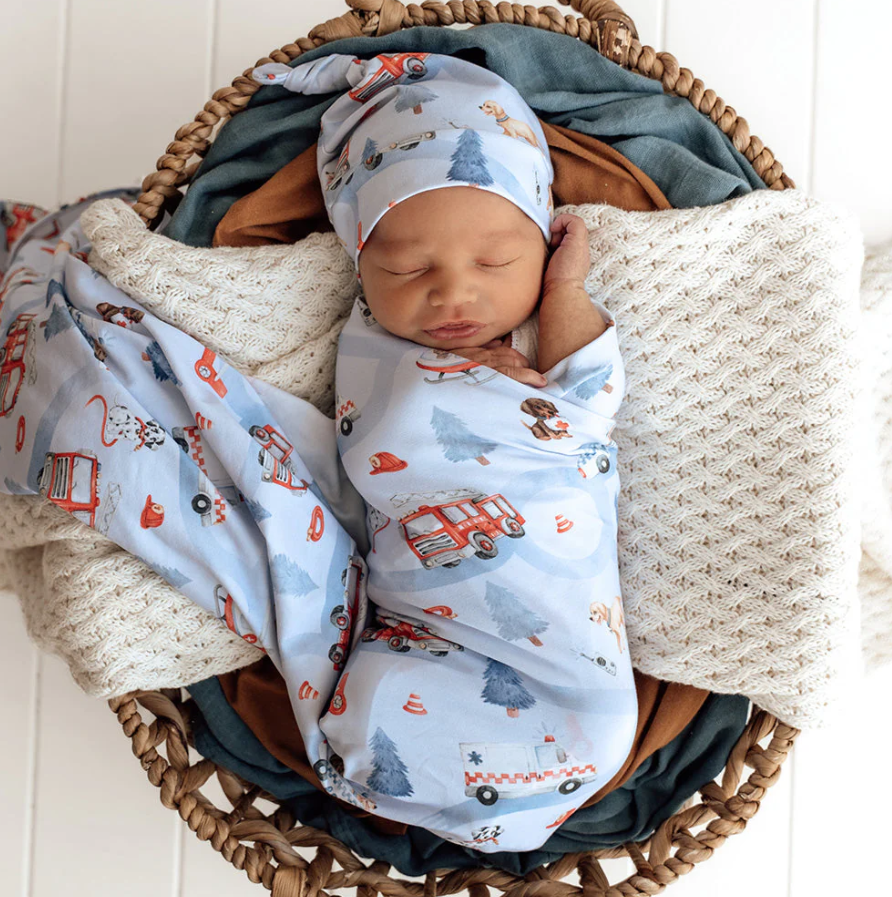 Baby Jersey Wrap & Beanie Set - To The Rescue