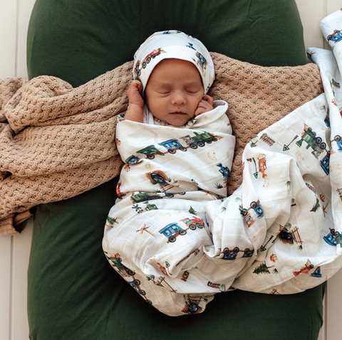 Organic Muslin Wrap - Trains