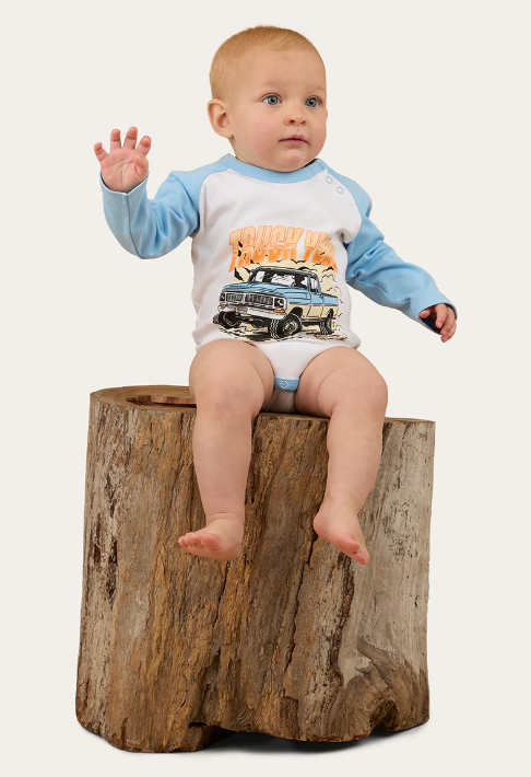 Trucker Kid Babies Long Sleeve Romper