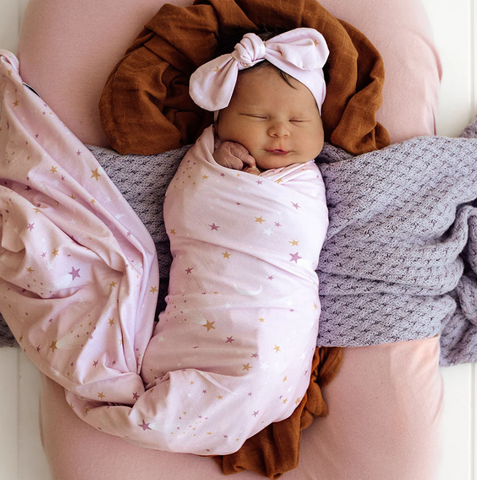 Baby Jersey Wrap & Topknot Set - Twinkle