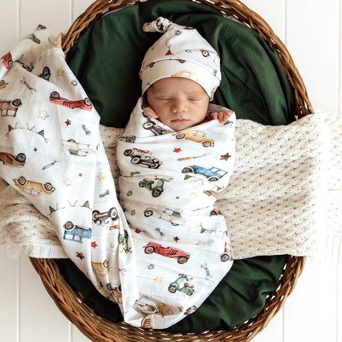 Organic Muslin Wrap - Vintage Cars