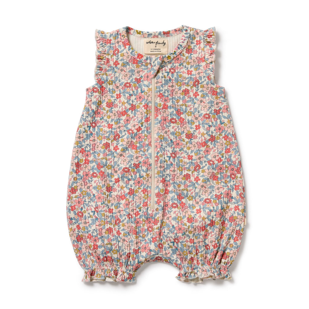 Summer Bloom Organic Ruffle Zipsuit