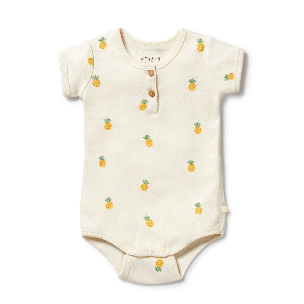 Piney Pals Organic Pointelle Henley Bodysuit