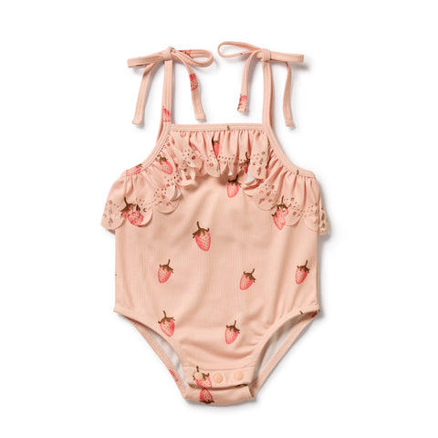 Strawberry Kisses Cutwork Swimsuit