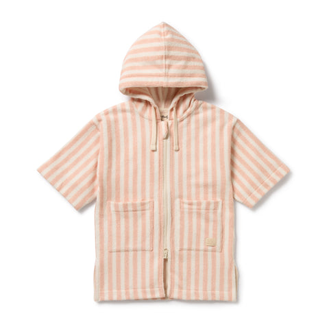 Strawberry Wave Organic Terry Hooded Towel