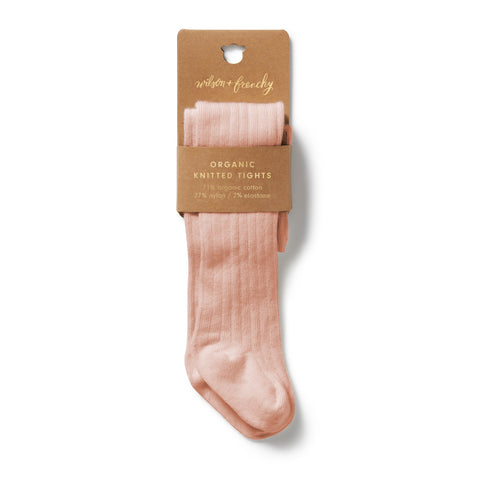 Pink Organic Ribbed Tights