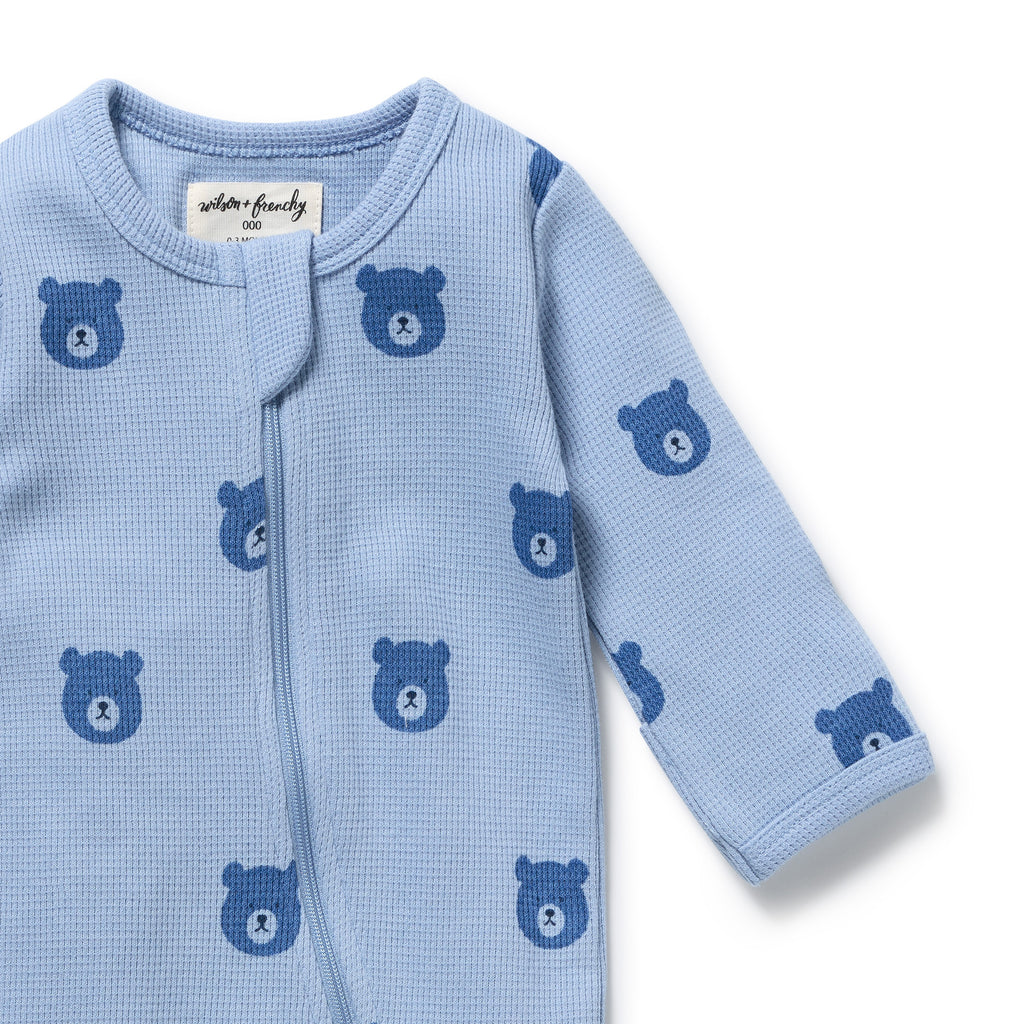 Bear Hugs Organic Waffle Zipsuit