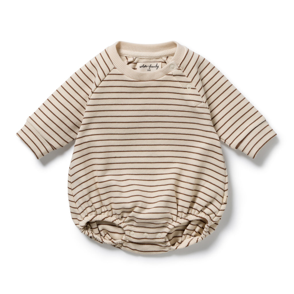 Nutmeg Stripe Organic Waffle Bodysuit